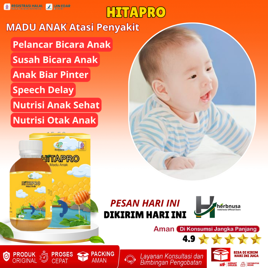 Madu Anak Hitapro Madu Anak Terlambat Bicara, Obat Anak Terlambat Bicara, Speech Delay, Obat Pelanca