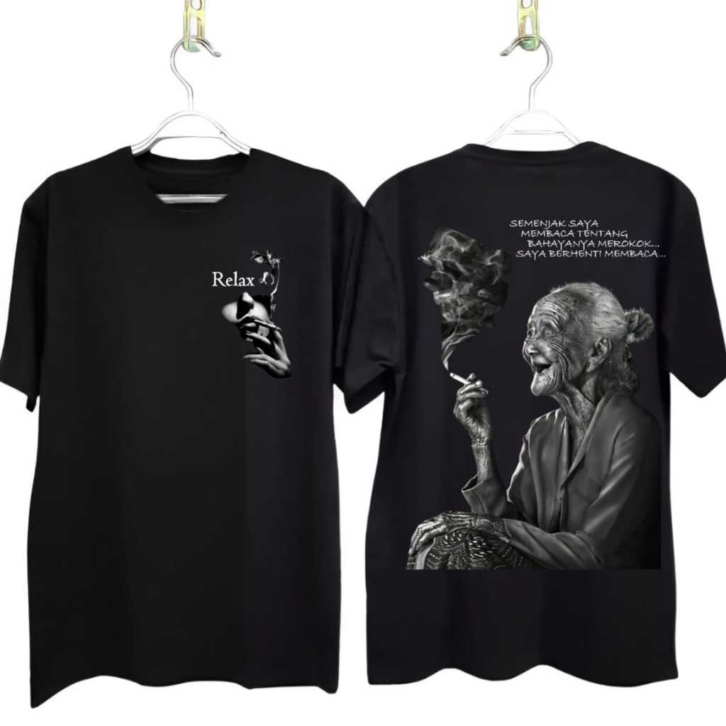 Kaos Distro Pria Hitam Premium Motif Nenek Gaul Tshirt Cowok Trendy / Kaos Distro Hitam Katun