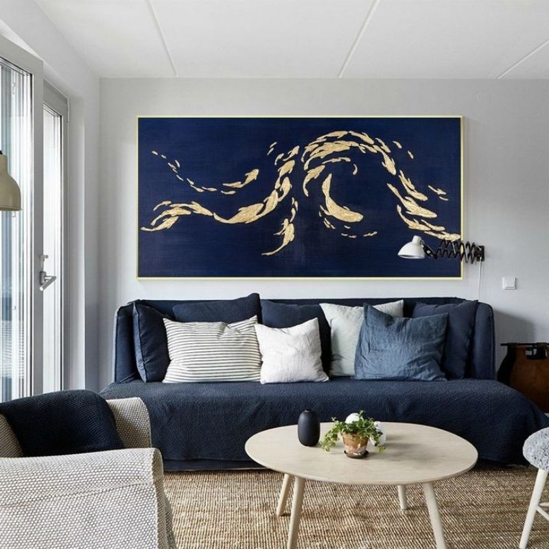 lukisan ikan koi elegan Lukisan koi asli buatan tangan Hiasan Dinding Dekorasi Dinding