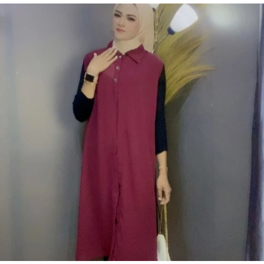 Outer Ceruty Tanpa Lengan Wanita Bahan Ceruty Babydoll Premium