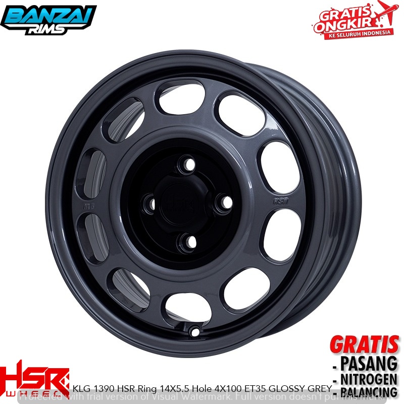 VELG MOBIL WULING AIR EV RING 14 VELG RACING HSR KLG R 14 LUBANG PCD 4X100 LEBAR 5,5 WARNA GREY