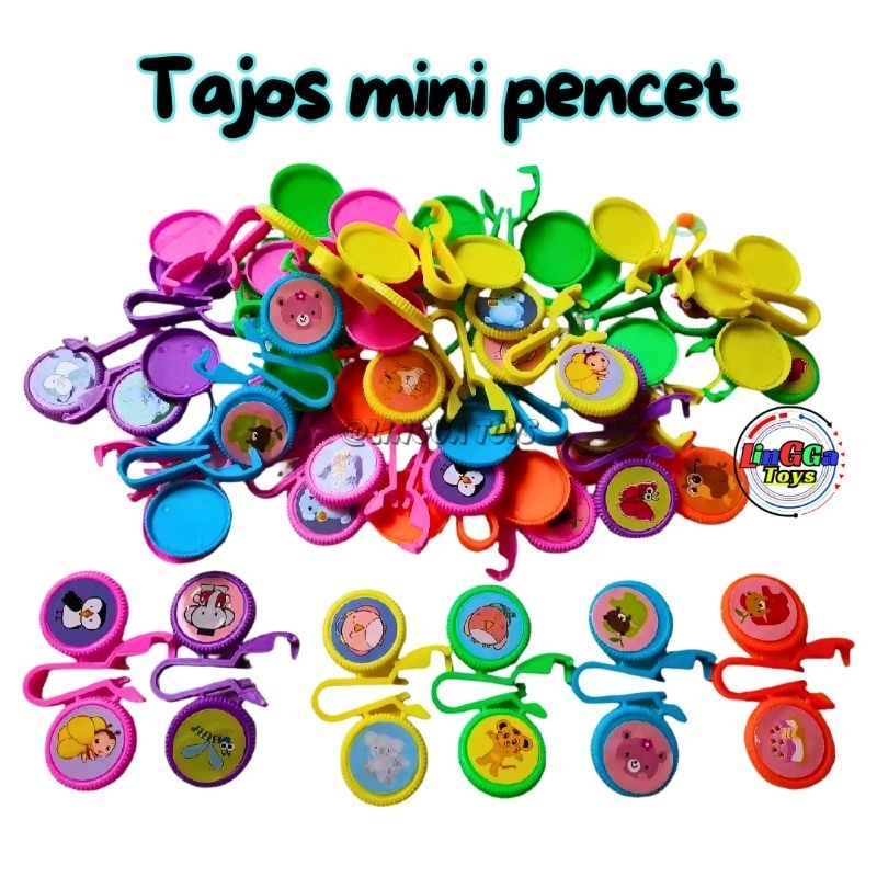 20 pcs mainan tajos mini warna cerah / mainan piring tazos