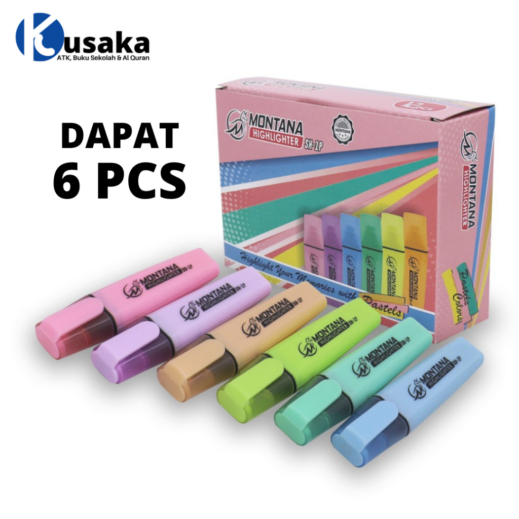 

6 Pcs Stabilo Highlighter Penanda Berwarna Pastel Montana