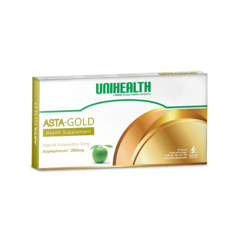 Asta Gold Unihealth isi 12 kapsul Kombinasi Astaxanthin 12mg dan Applephenon