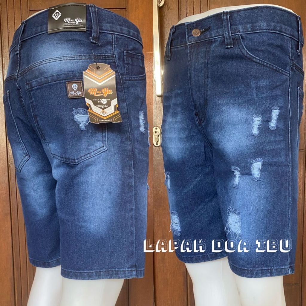 Celana Pendek Sobek Robek Jeans Pria Cowok Cowo Laki Dewasa Ukuran Jumbo Big Size Besar Murah Warna 