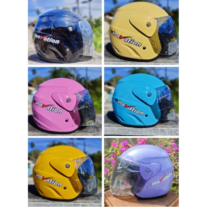 helem GM INOVATION dewasa half face promo murah kaca hitam