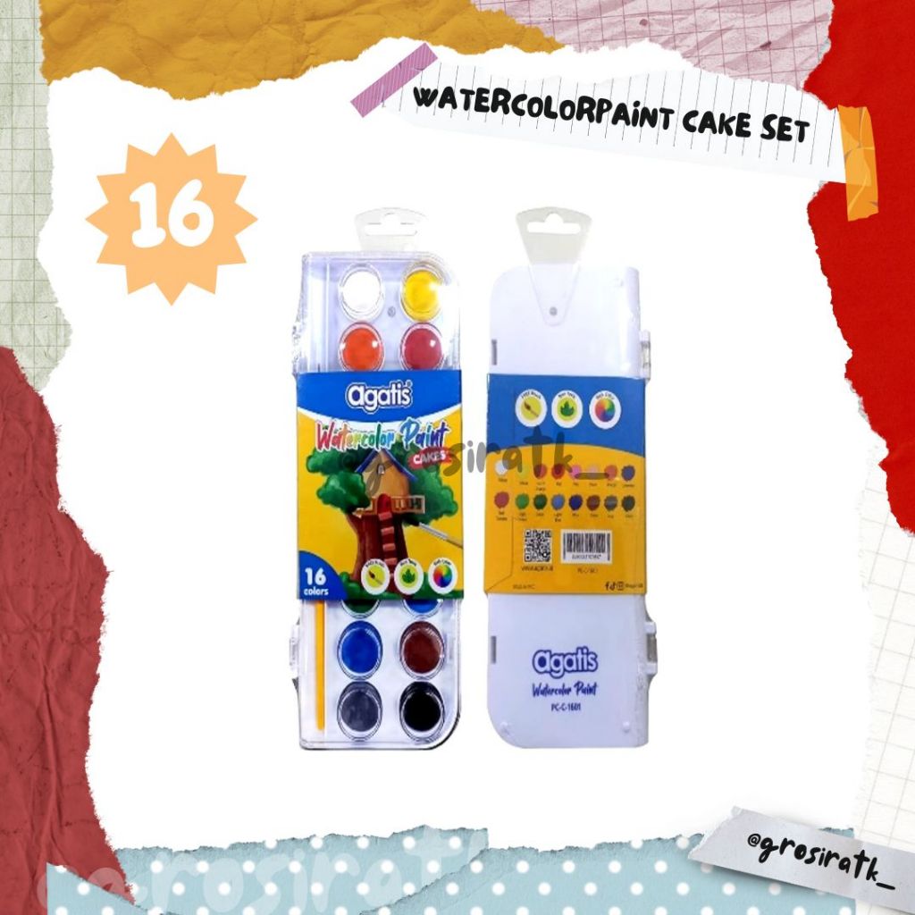 

AGATIS ECO 16 COLORS SOLID WATERCOLORPAINT CAKE SET / CAT AIR