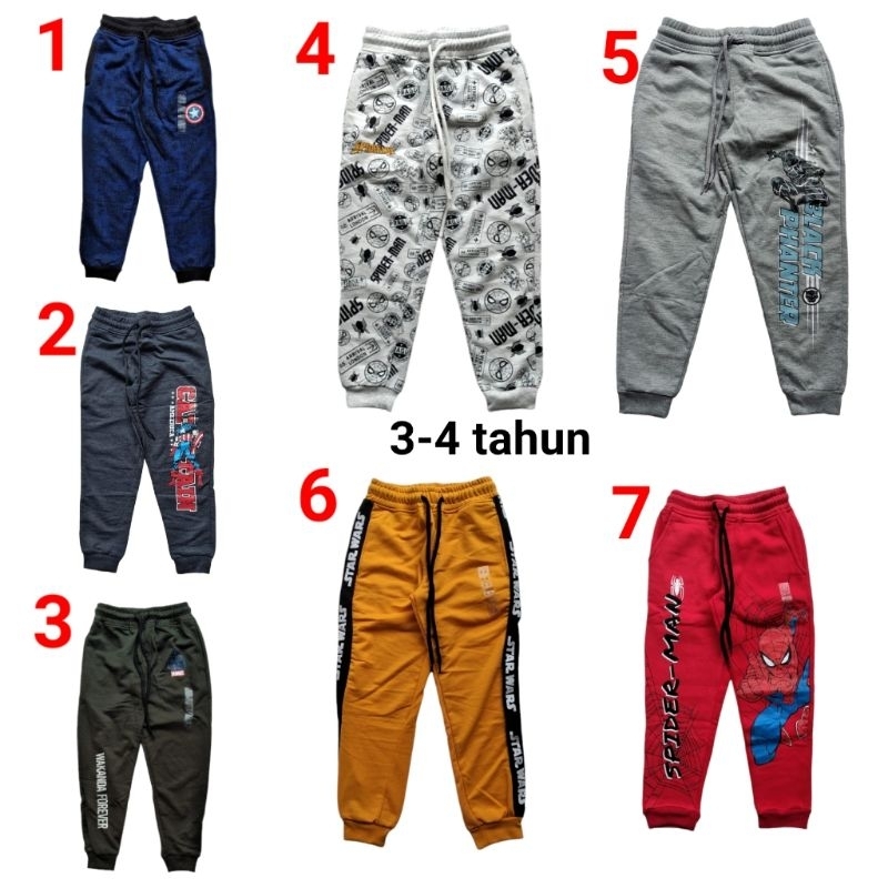 Celana Jogger anak laki cowo Nevada 3 4 tahun joger training super hero full tag