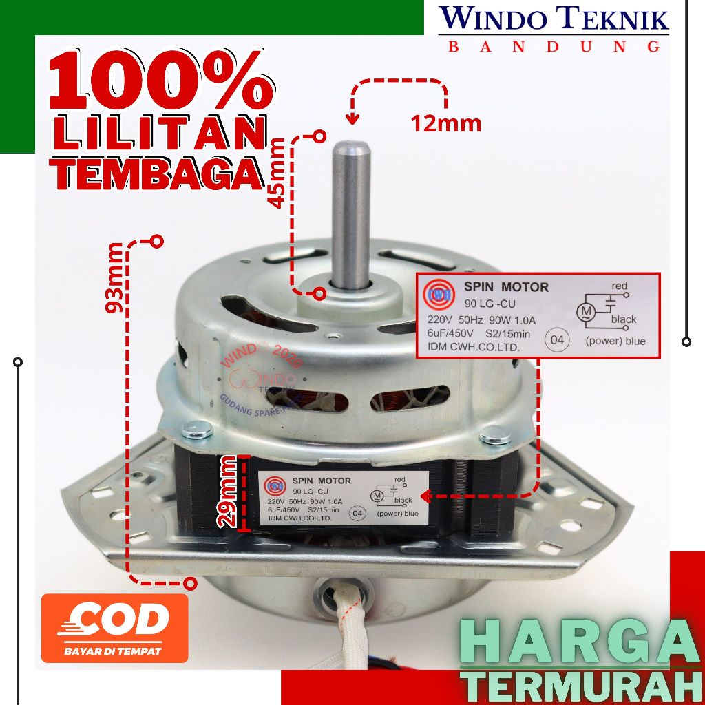 DINAMO SPIN PENGERING 2 TABUNG LG 90WATT | MOTOR DINAMO SPIN MESIN CUCI 2TABUNG LG-E MULTI UMUM 90WA