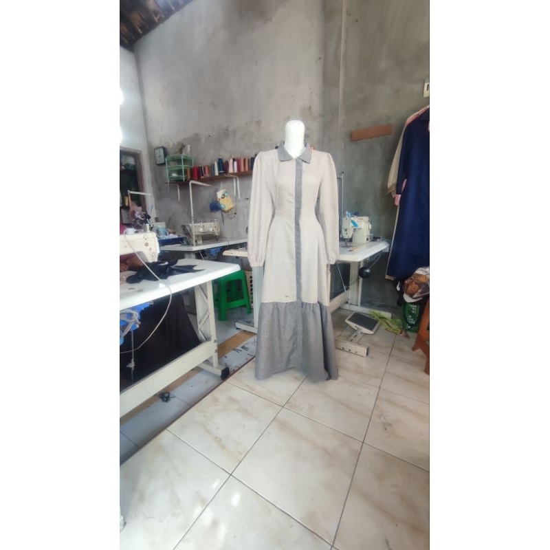 Dress Gamis Katun Madinah Premium Korean Kombinasi Terbaru Modern Kekinian