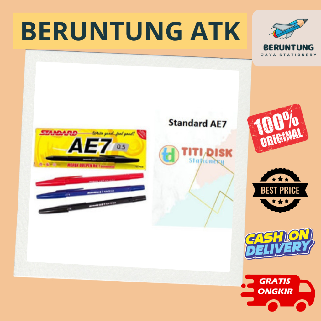 

Pen Standard Ae7 (Hitam, Merah, Biru) 0.5Mm Original