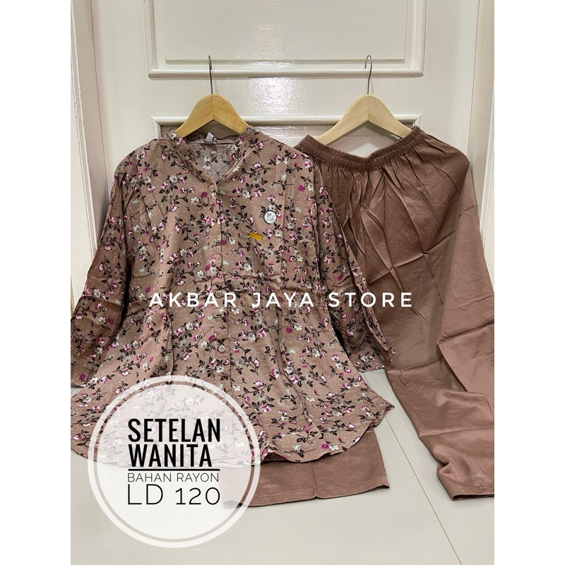 One set rayon jumbo setelan baju dan celana stelan wanita terbaru ootd wanita hijab