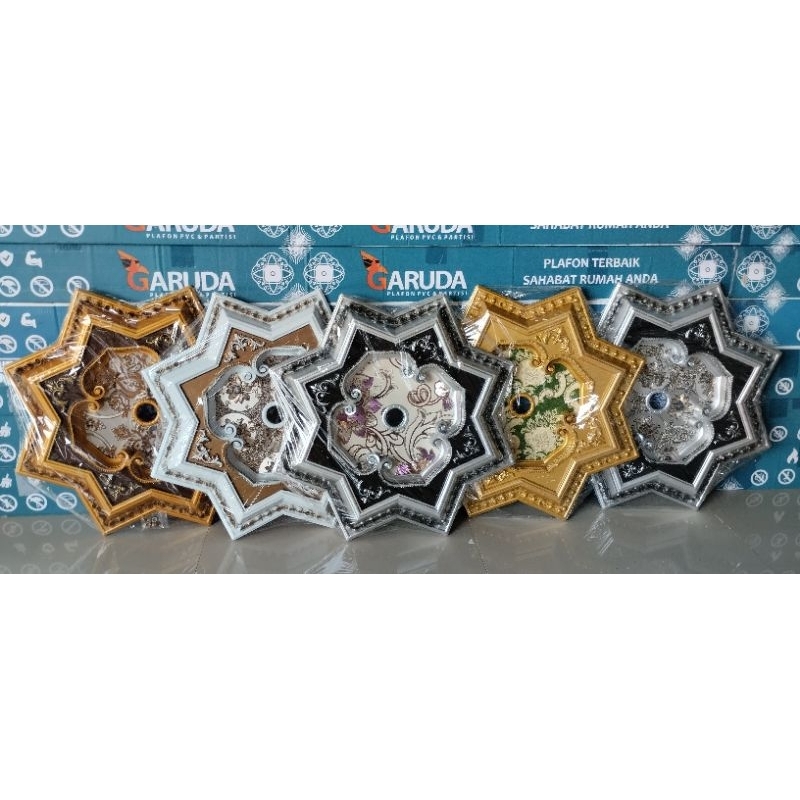 Ornamen Lampu Plafon PVC Ukuran 60x60 Bentuk Bintang