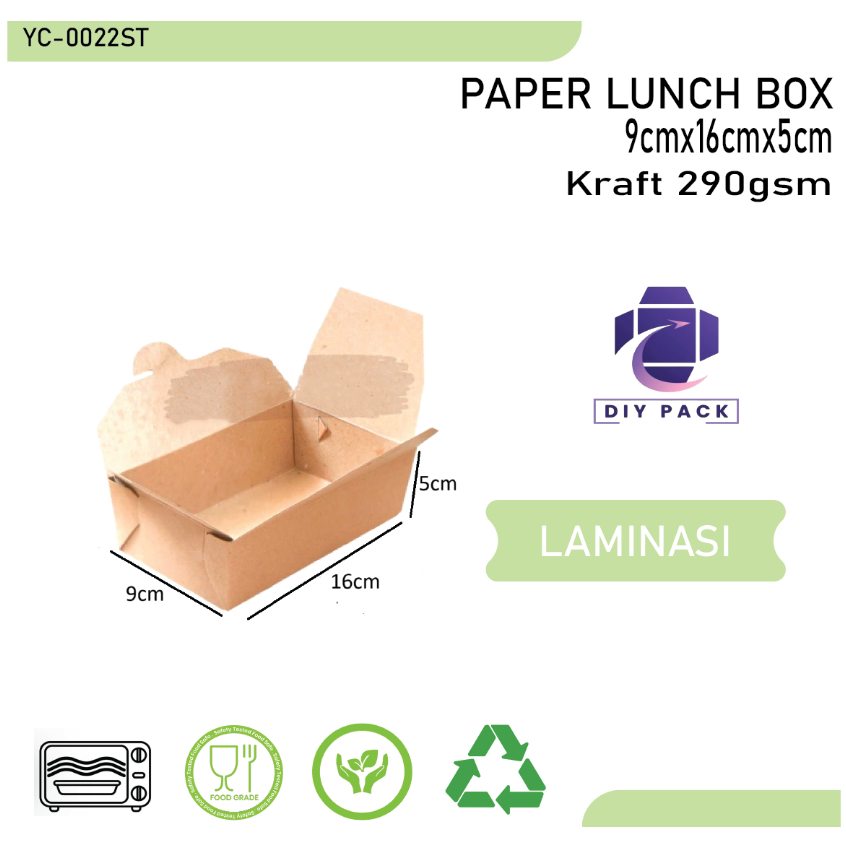 PAPER DELI BOX FOOD (MODEL 1 UKURAN  S YC-022ST) PAIL PAPER LUNCH  BOX PAPER RICE BOX DELIBOX KOTAK 