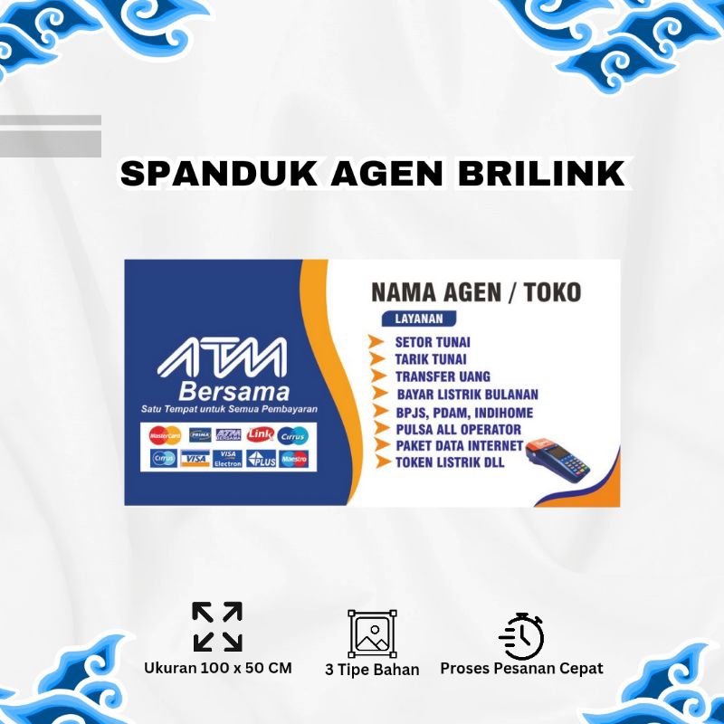 Spanduk Agen Brilink Mini ATM Ukuran 100 x 50 CM