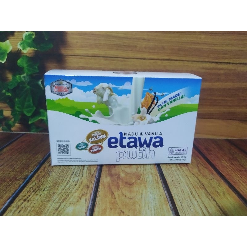 

Susu Kambing Etawa Ratu Lebah Etawa Putih Madu &Vanilla Perbox isi 10 shacet