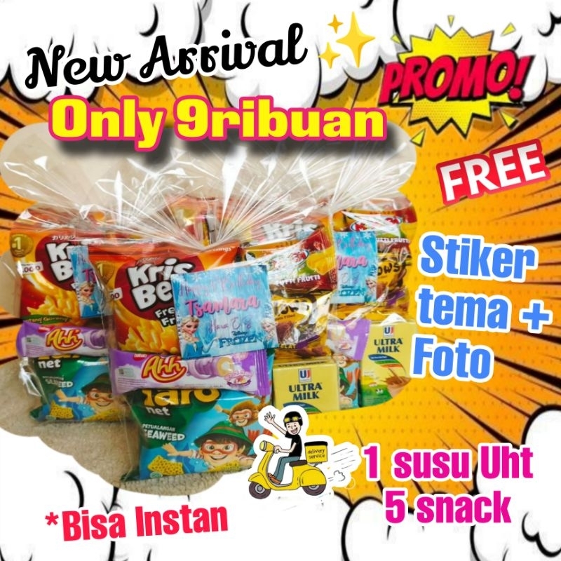 Snack Ultah Polos Free stiker nama || Bingkisan ulang tahun anak kekinian|| Snack ulang tahun anak |