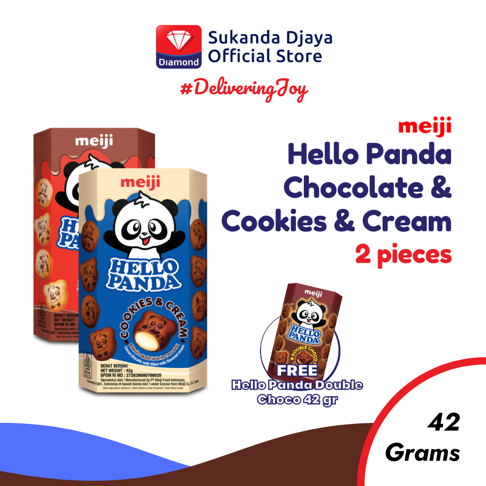 

Meiji Hello Panda Chocolate + Cookie & Cream 42 Gr [Free Double Choco 42 Gr]