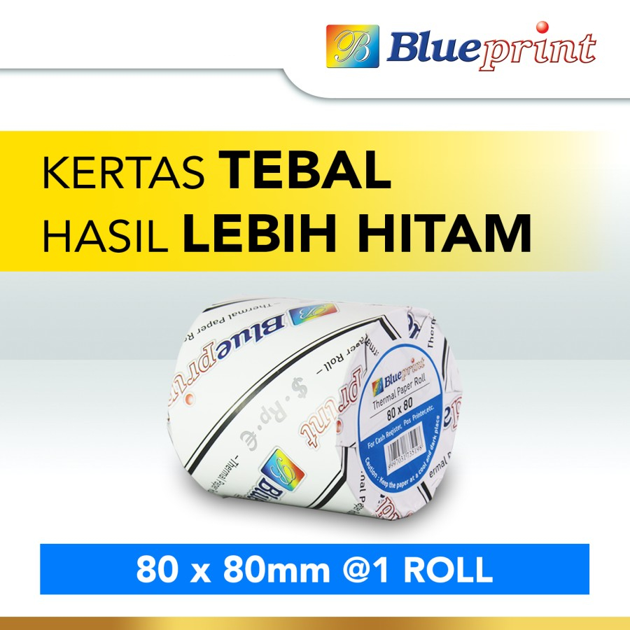 

Blueprint Paper Thermal 80 × 80mm Kertas Thermal Tebal Hitam EDC Struk Nota Tiket 80x80