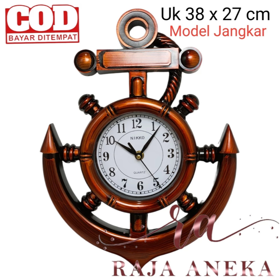 Jam Dinding Jangkar Nikko 409 Niko 409 Warna Coklat Kayu Model Jangkar Kapal Unik murah