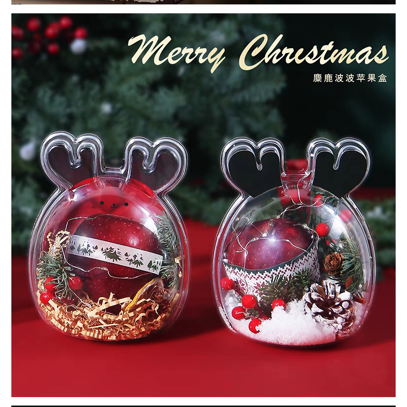 

Hampers Natal Bola Plastik Christmas Box Mika Transparan Rusa Dome