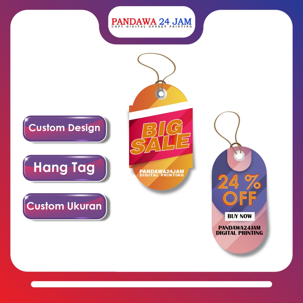 

Hang tag custom 2 sisi/1 sisi | Souvenir Ulang tahun Baju Brand/Merk
