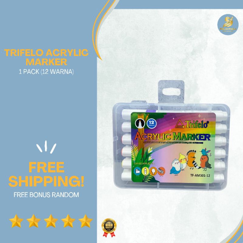 

Trifelo Acrylic Marker/ 12 Warna/ HARGA TERJANGKAU KUALITAS TERBAIK!/ FREE BONUS RANDOM!!
