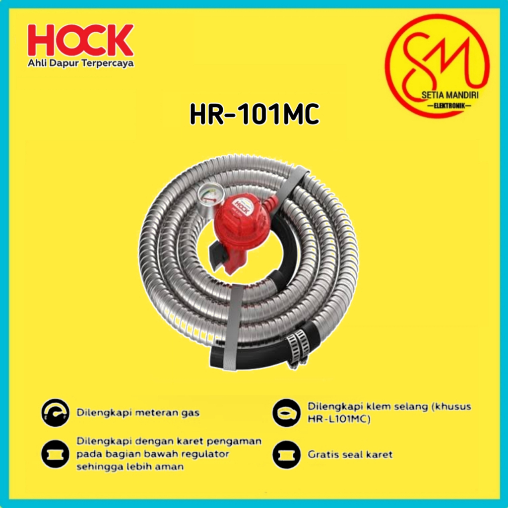 Hock Regulator Kompor Gas TEKANAN RENDAH / LOW PRESSURE HR-L101MC dengan Selang
