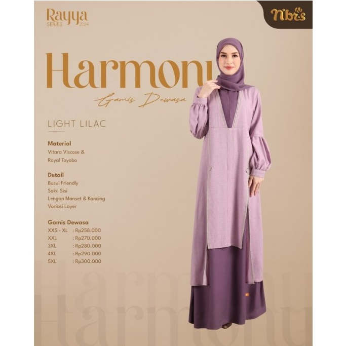 NBRS | DRESS GAMIS MUSLIMAH HARMONY LIGHT LILAC D10P