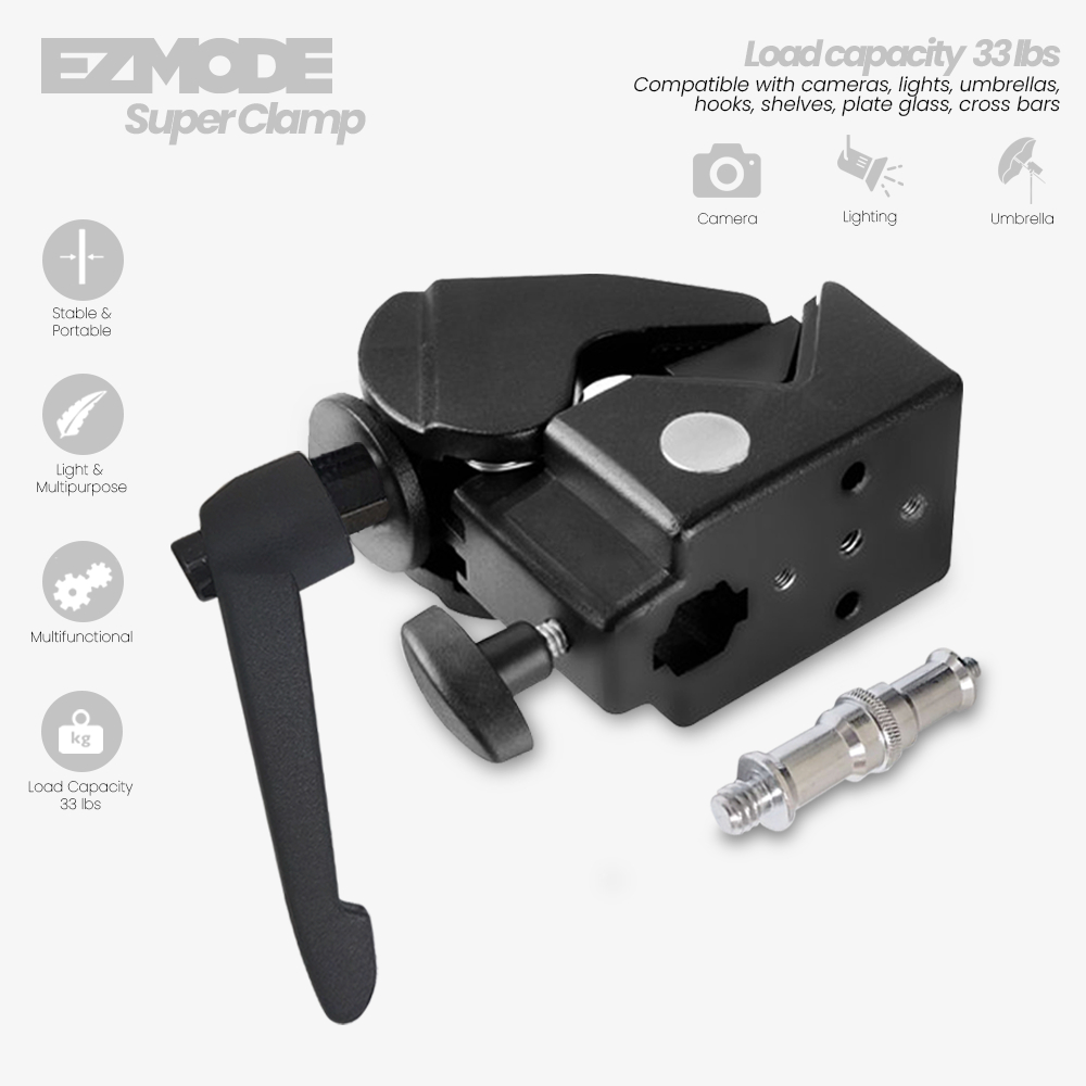 EZMODE Super Clamp with Ratchet Handle for Lighting and Studio Equipment