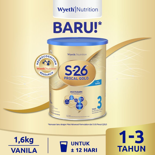 S-26 Procal GOLD Tahap 3 1,6Kg - Susu Pertumbuhan Anak Usia 1 - 3 Tahun