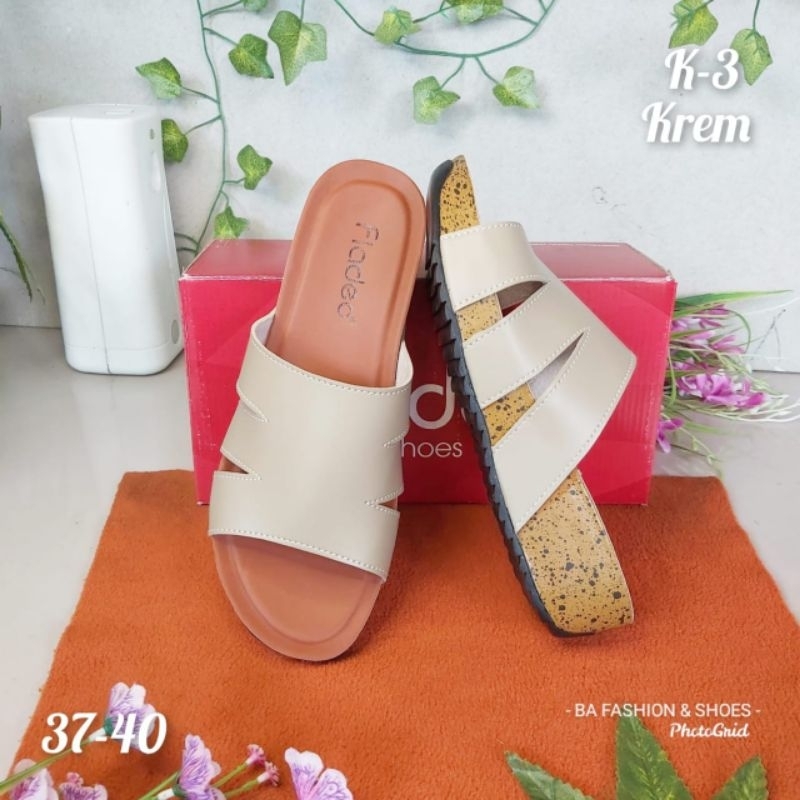 Sandal wedges selop wanita bahan sintetis merk fladeo size 37-40