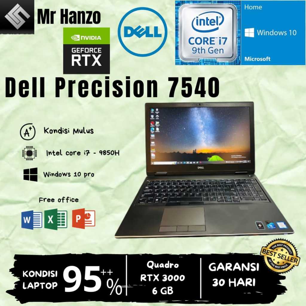 DELL PRECISION 7540 core i7 gen 9 - RAM 64GB - RTX 3000