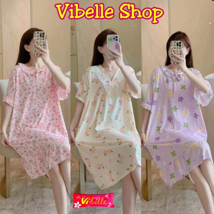 Vibelle Shop - Daster Jumbo Baju Tidur Santai Baju Rumahan Wanita Daster Bali Dress Midi Motif Kekin