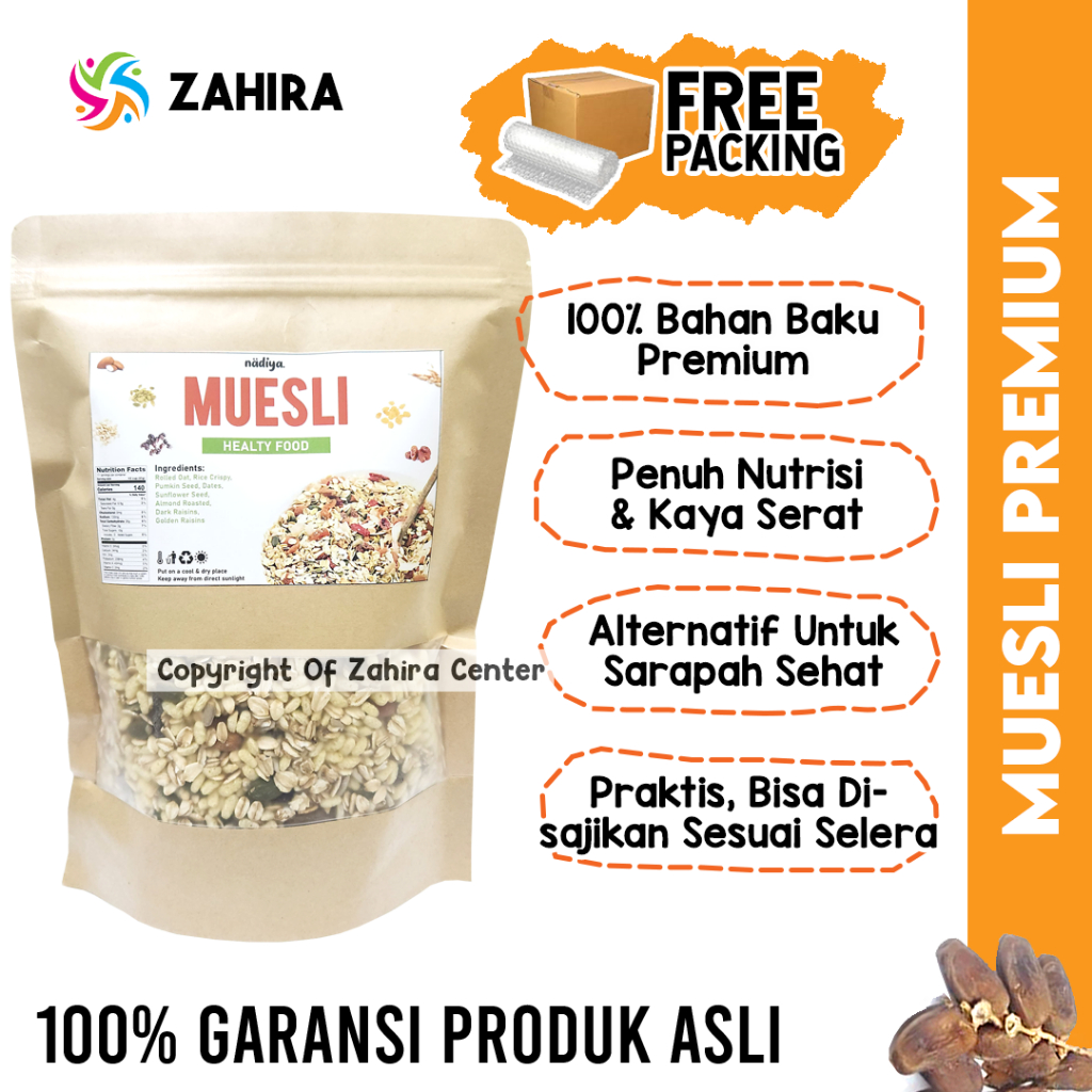 Original MUESLI Fruit & Seed 1Kg Sereal Sehat Penuh Nutrisi & Kaya Serat Pengganti Sarapan & Nasi