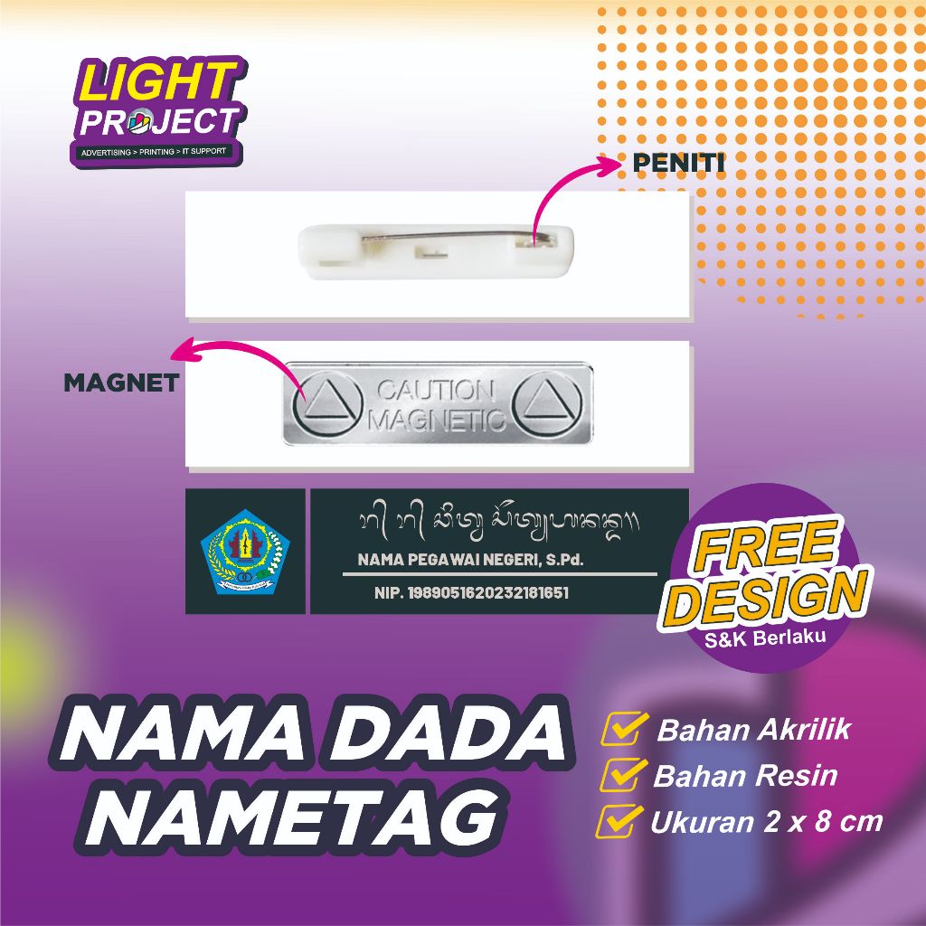 

Nametag Dada / Nama Dada Custom Akrilik / Resin