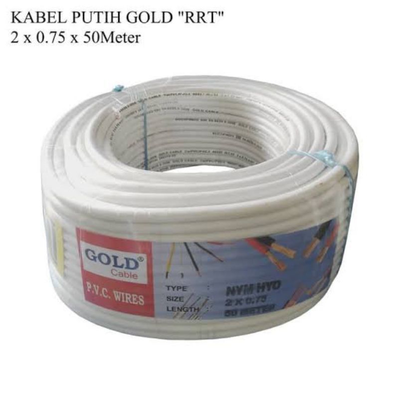 Kabel GOLD Putih NYMHYO Per Meter 2x0.75 / 2x1.5 / 2x2,5
