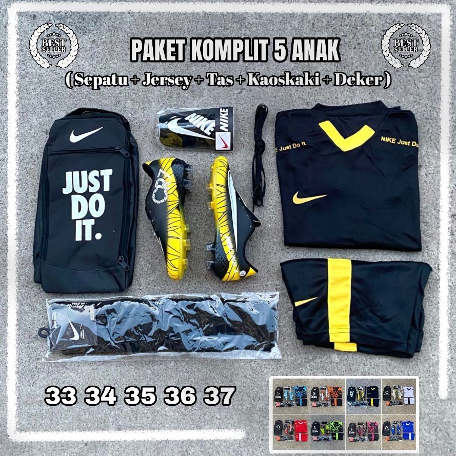 Super Model  Full Set Sepatu Bola Anak CR 7 Terbaru Premium Paket Komplit 5 Sepatu Bola Anak SD SMP 