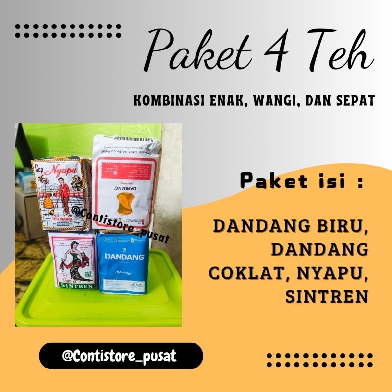 

Paket 4 Teh Tubruk Kombinasi Dandang Biru, Dandang Coklat, Nyapu, Sintren Racikan Angkringan Khas Solo Jawa Tengah