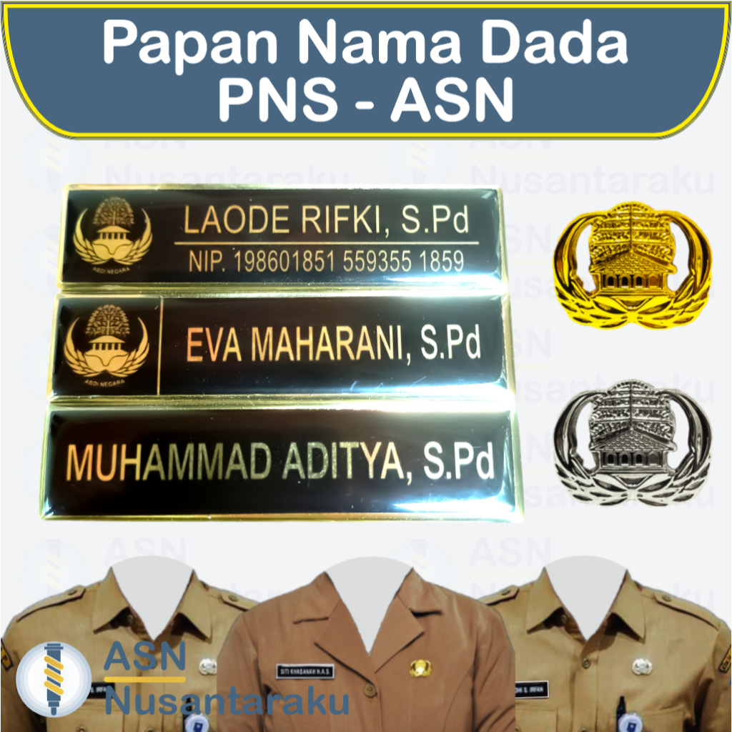 

ASN Nusantaraku | Nametag Papan Nama Dada PNS ASN PPPK BUMN Pemerintahan Kementrian Swasta