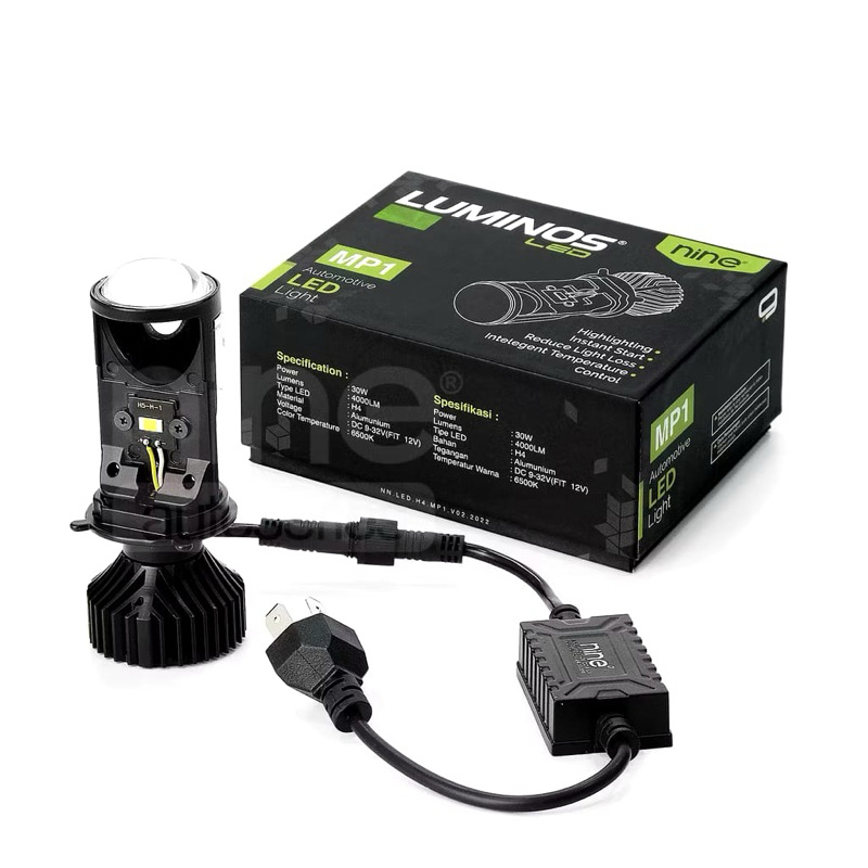 NINE LED SATU BUAH LAMPU UTAMA H4 MINI PROJECTOR HI LOW MP1 SUPER TERANG UNTUK LAMPU MOTOR DAN MOBIL