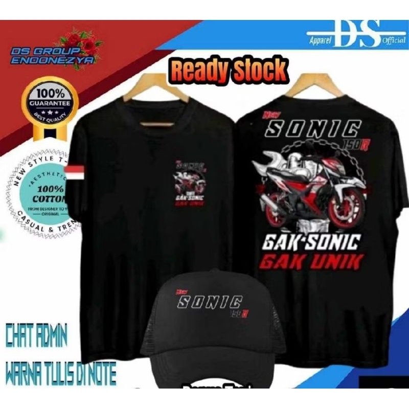 KAOS MOTOR NEW SONIC BONUS TOPI GAK SONIC