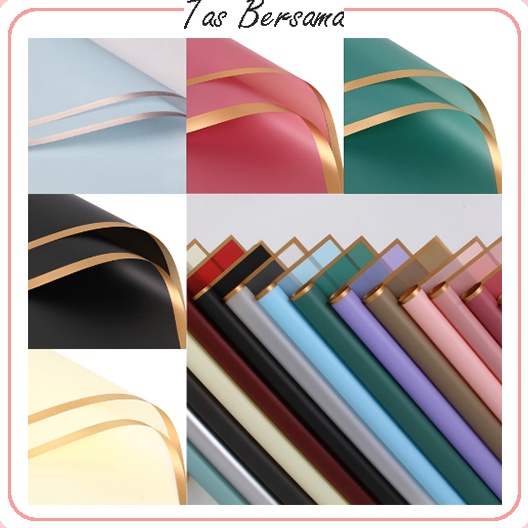 

Paket Untung 2 LEMBAR Flower Wrapping Motif Line Colour Gold Kertas Bunga Buket List Gold Waterproof Kertas Bunga KB1