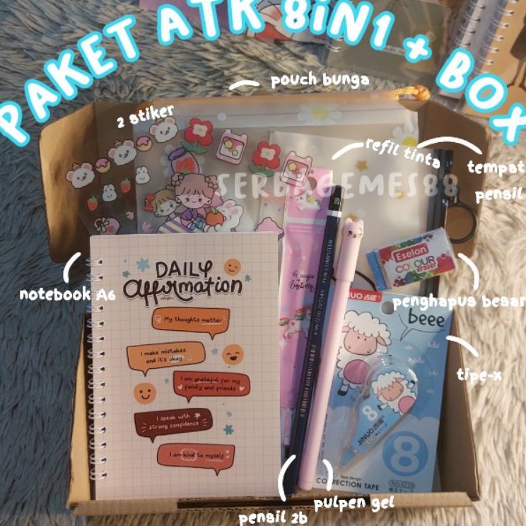 

Obral Hemat serbagemes88 SET ALAT TULIS 8IN1 LENGKAP DENGAN TIPEX DLL STATIONERY SET HADIAH LUCU HAMPERS KADO GIFT BOX PAKET ALAT TULIS ALAT TULIS SET STATIONERY SET AESTHETIC STATIONERY SET FANCY ALAT SEKOLAH KADO UNIK UNTUK CEW