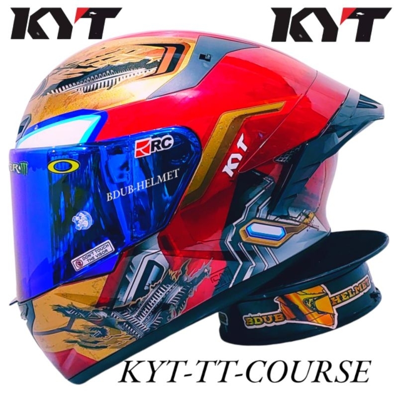 helm full face Kyt tt course motif Ironman paket ganteng 100% Ori kyt baru