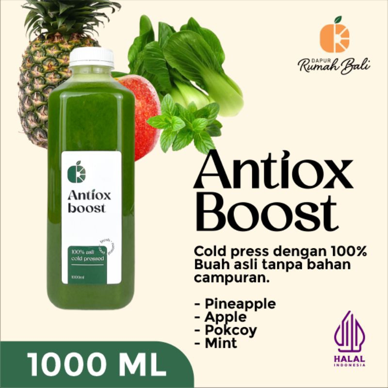 

Antiox Boost Cold Pressed / sari buah dan sayuran / sari buah nanas, apel, pokcoy