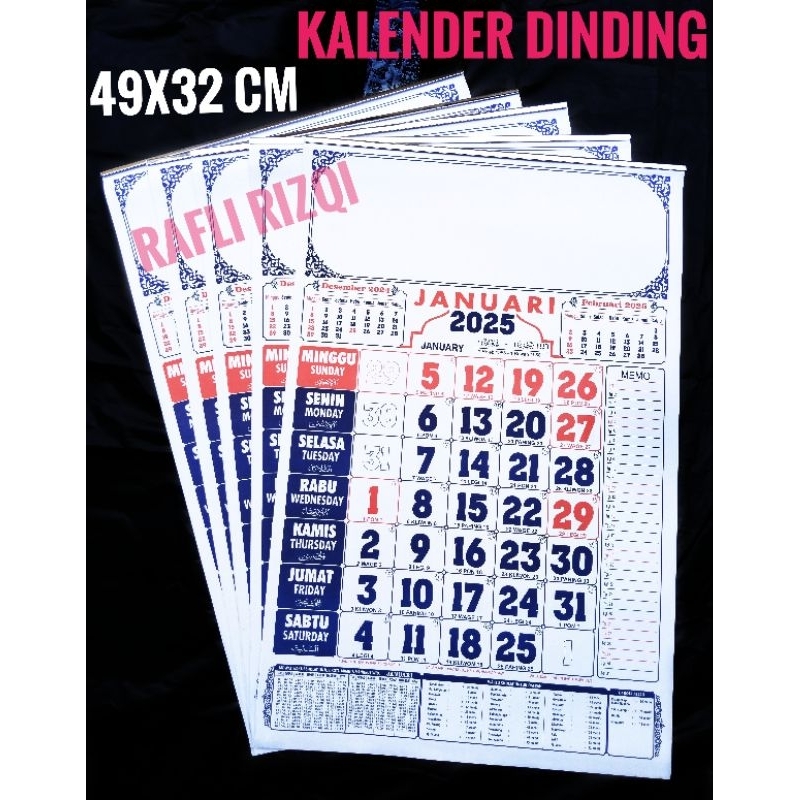 

Kalender Dinding 2025 / Kalender / Kalender Bahasa Arab Dan Mandarin Bulanan Pasaran Jawa 12 Lembar