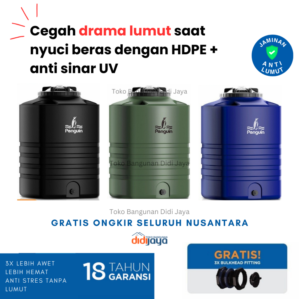 Tandon Air Kotak Kubik Penguin TE 55 500 Liter | Toren Air | Tangki Air Tanam Penguin