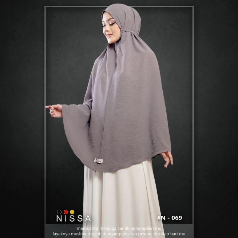 Hijab Instan Tali Jumbo Bahan Crinkle Non Pet - Khimar Syar'i | Nissa Hijab {069}