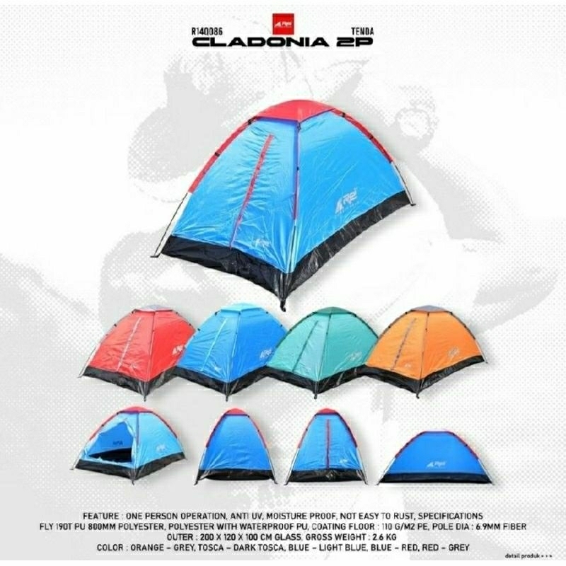Tenda Gunung Kapasitas 2 Orang CLADONIA AREI OUTDOORGEAR - TENDA CAMPING GUNUNG REI KAPASITAS 2 PERS